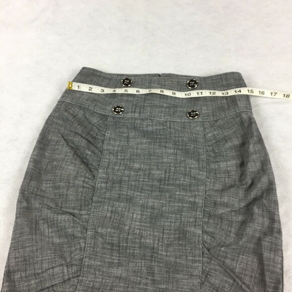 Button Front Pencil Skirt Size Medium Womens Light Gray Casual Career Ruched M - Picture 5 of 7